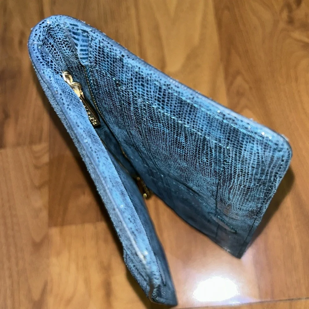 Tory Burch Lizard Embossed Leather Clutch Bag Long Wallet